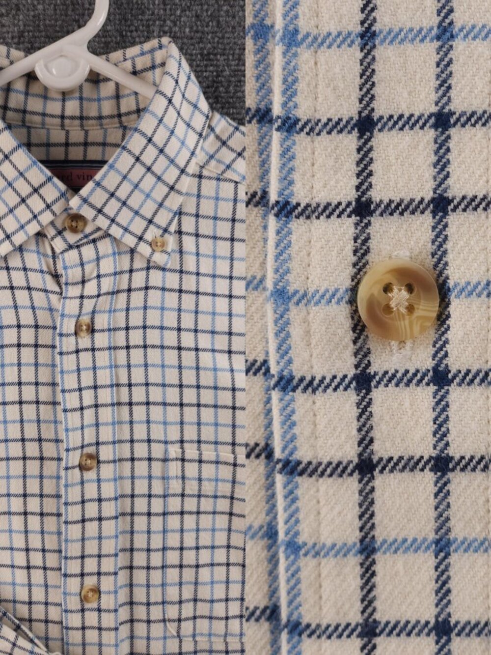 NWOT Vineyard Vines Twill Flannel Men Button-Down Blue Murray Check Small Soft